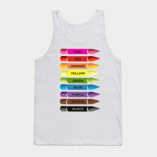 Bright colour crayons pencils. Color names Tank Top